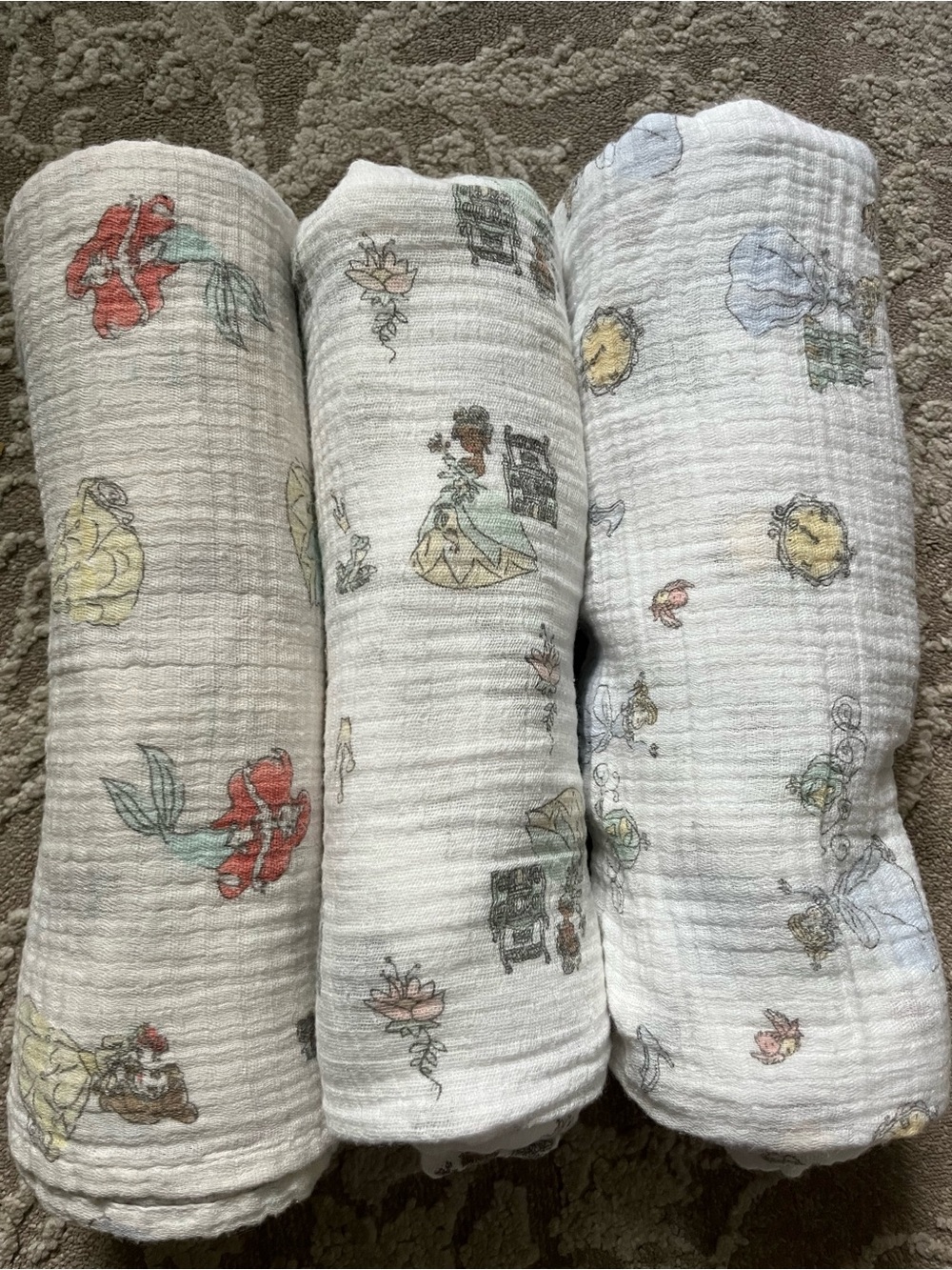 Aden and anais Baby Muslin Swaddle Blankets - Pastel Princess Print, Set of 3